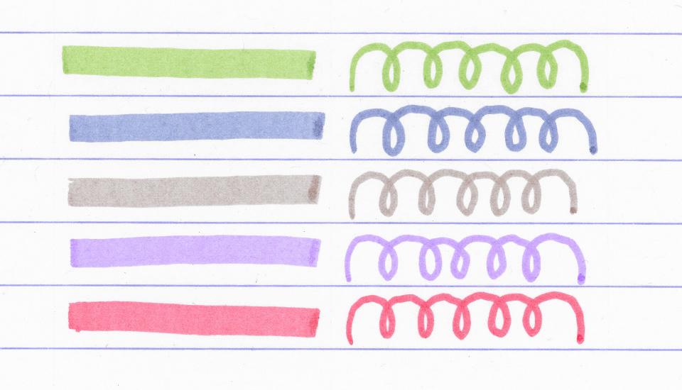 mildliner sada Cool & Refined text swatches 2